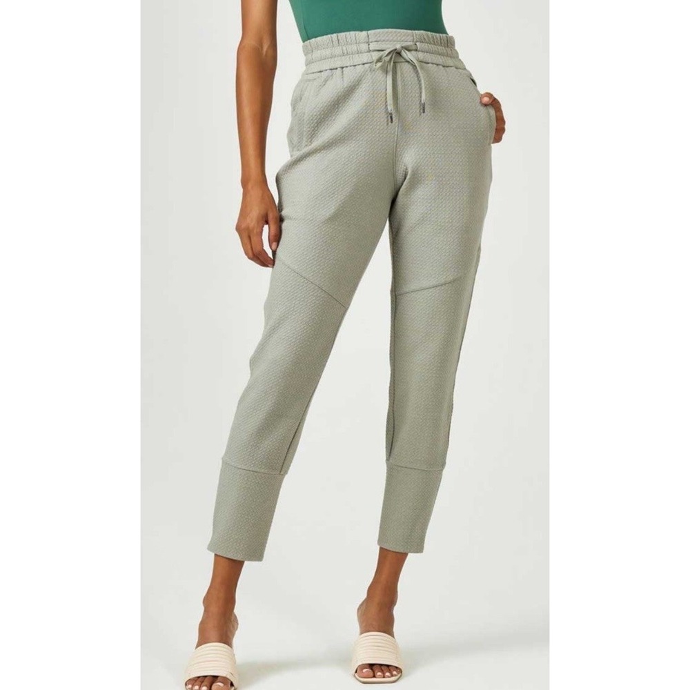7Diamonds Restoration Jogger Pants Sage Green Women's Large 4-Way Stretch Zip